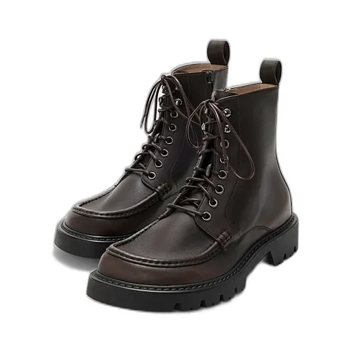 Sierra Combat Ankle Boot In Brushed-Off Calfskin