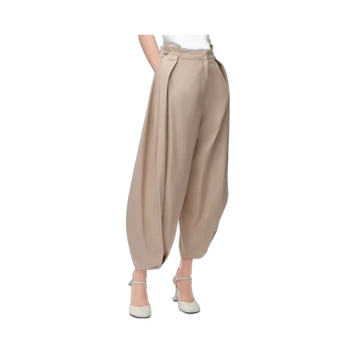 Draped Trousers In Cotton And Silk