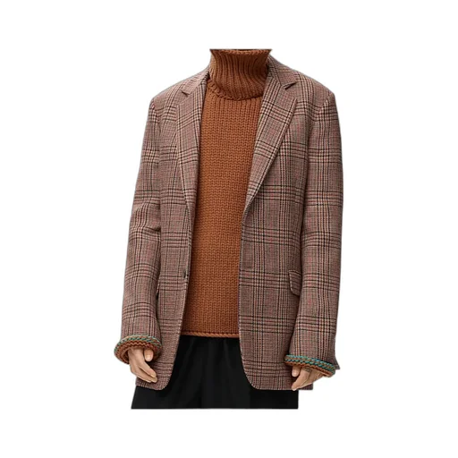 Single-Breasted Checked Jacket