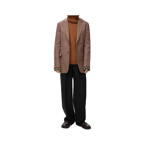 Single-Breasted Checked Jacket