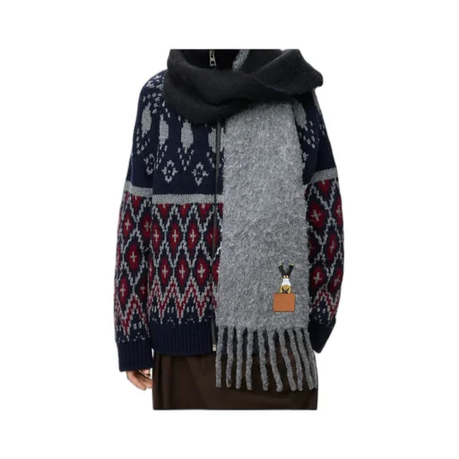 Acrobat Embroidered Fringed Scarf