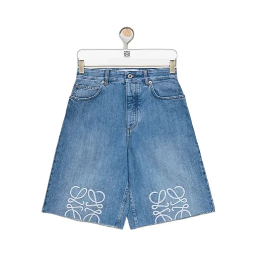 Anagram Frayed Denim Shorts