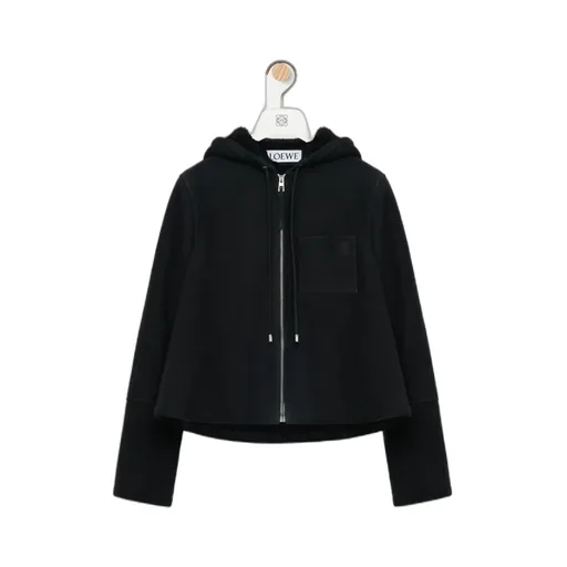 Shearling Zip-Up Hooded Jacket