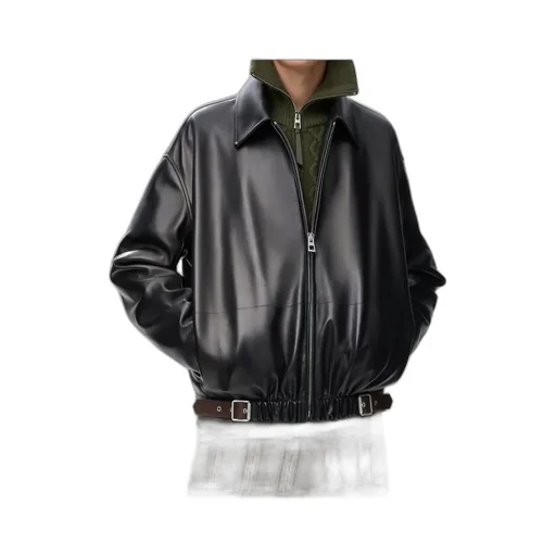 Collared Belted Zip-Up Jacket