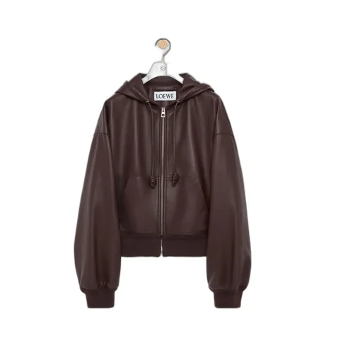 Flamenco Hooded Leather Zip-Up Jacket