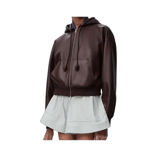 Flamenco Hooded Leather Zip-Up Jacket