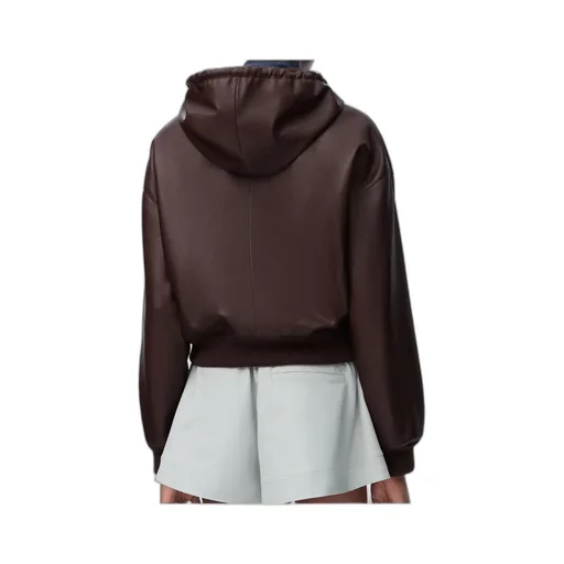 Flamenco Hooded Leather Zip-Up Jacket