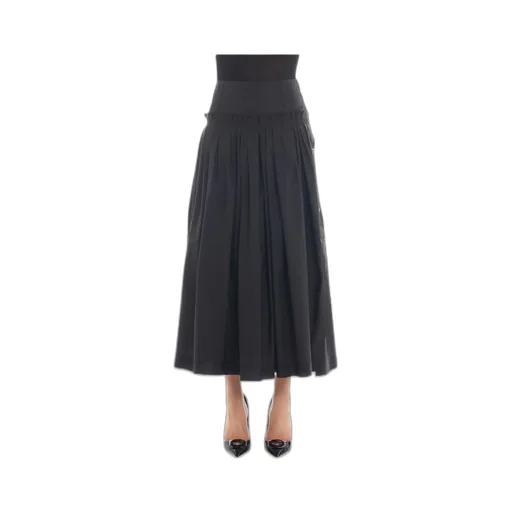 Basque Pleated Midi Skirt