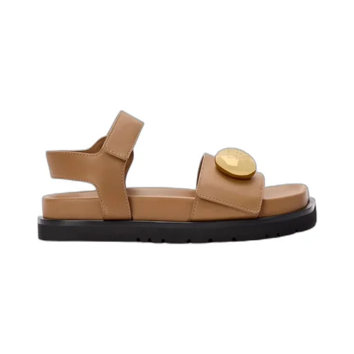 Leather Button-Embellished Sandals