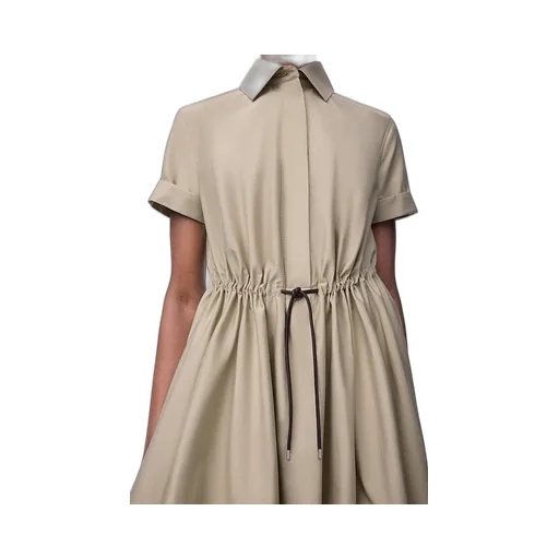 Short Sleeve Dress In Cotton And Silk
