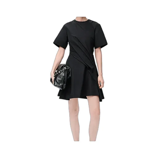 Draped Short-Sleeved Dress
