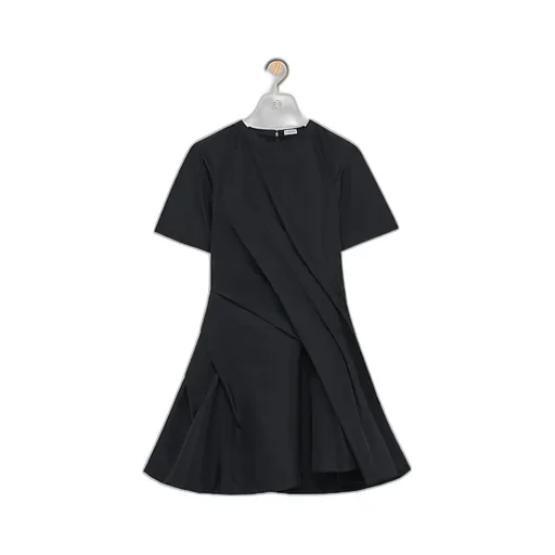 Draped Short-Sleeved Dress