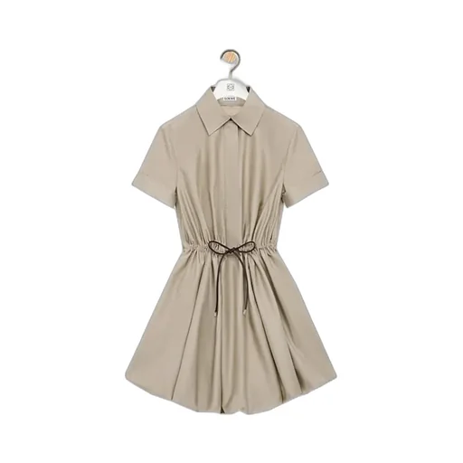 Short Sleeve Dress In Cotton And Silk