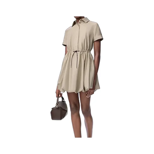 Short Sleeve Dress In Cotton And Silk