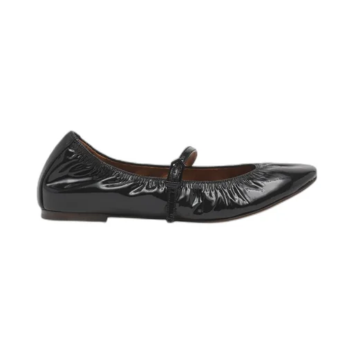Mary Jane Glossy Buckle-Strap Ballet Flats