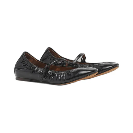 Mary Jane Glossy Buckle-Strap Ballet Flats
