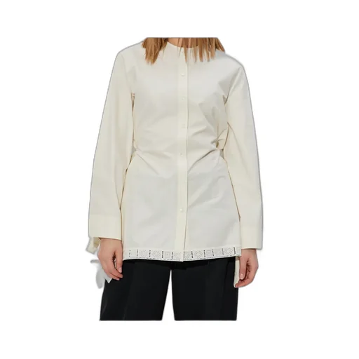 Handkerchief Hem Collarless Blouse
