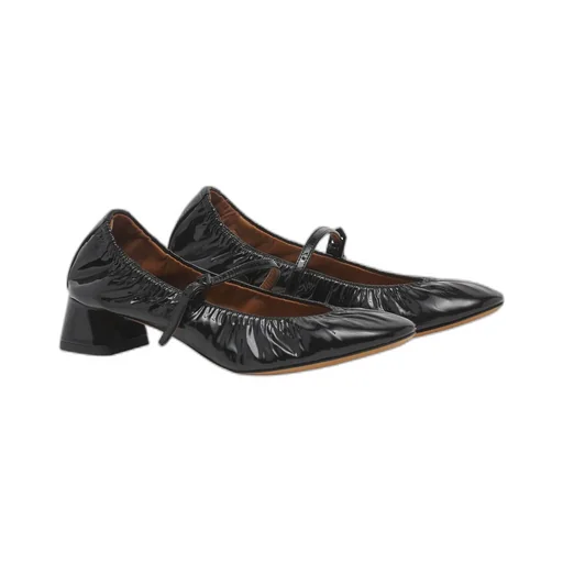 Wedge-Heel Buckle-Strap Ballerinas
