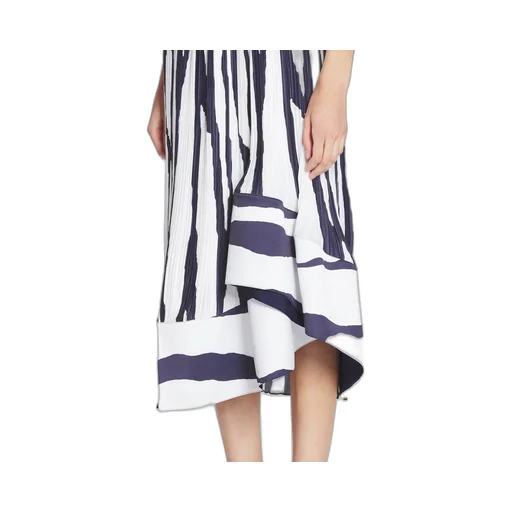 Zebra Pattern Pleated Mid-Length Skirt