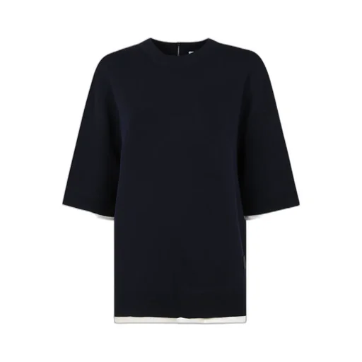 Contrasting-Trim Zip Detailed T-Shirt