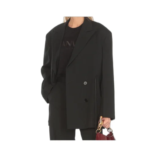 Drawstring Waist Buttoned Blazer