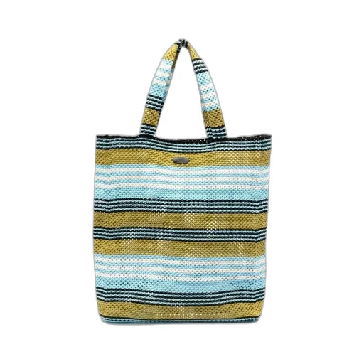 Striped Crochet Cotton Tote Bag