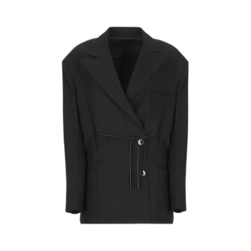 Drawstring Waist Buttoned Blazer