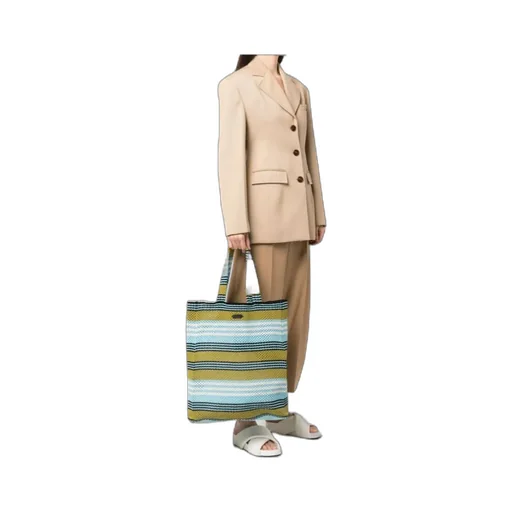 Striped Crochet Cotton Tote Bag