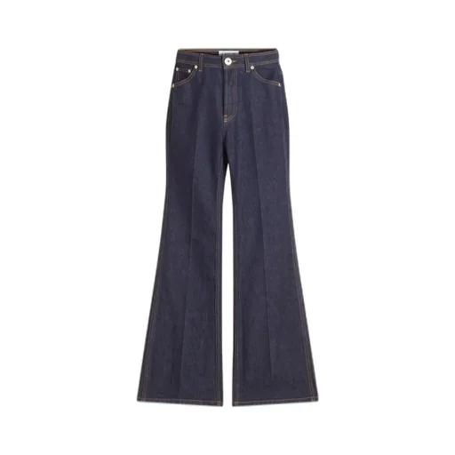 Wide Leg Logo Patch Denim Jeans