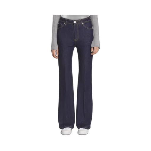 Wide Leg Logo Patch Denim Jeans