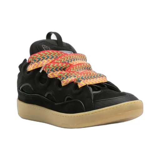 Curb Round Toe Lace-Up Sneakers