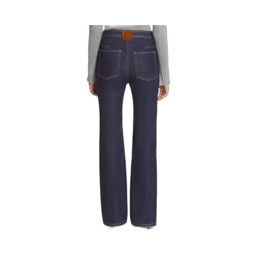 Wide Leg Logo Patch Denim Jeans