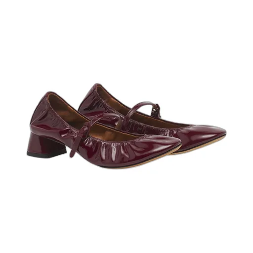 Wedge-Heel Buckle-Strap Ballerinas