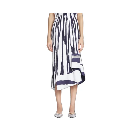 Zebra Pattern Pleated Mid-Length Skirt