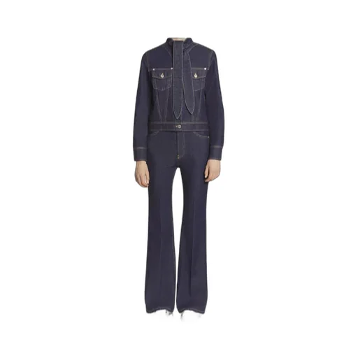 Wide Leg Logo Patch Denim Jeans