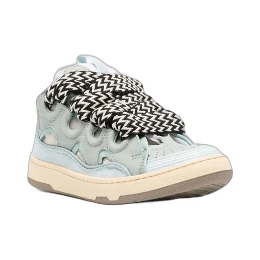 Curb Round Toe Lace-Up Sneakers