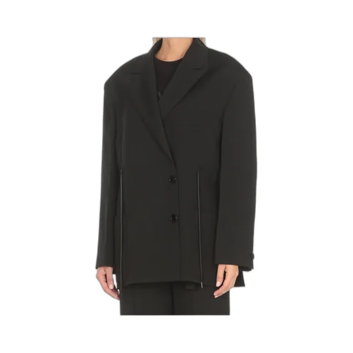 Drawstring Waist Buttoned Blazer