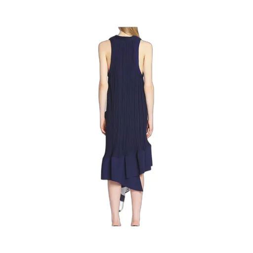 Asymmetric Hem Pleated Midi Dress
