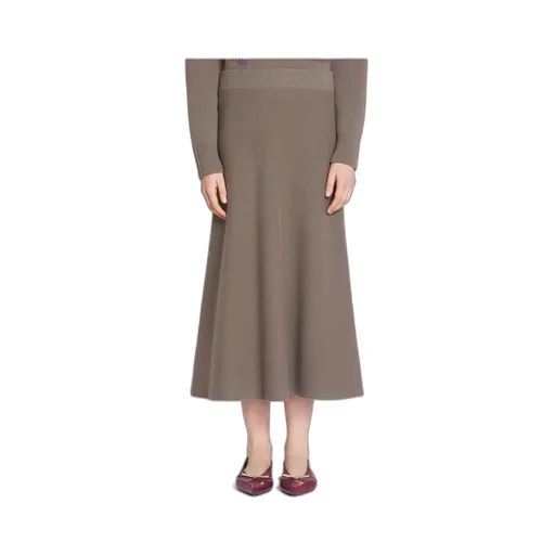 Fine Knitted Flared Midi Skirt