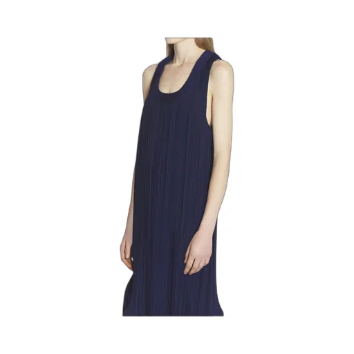 Asymmetric Hem Pleated Midi Dress