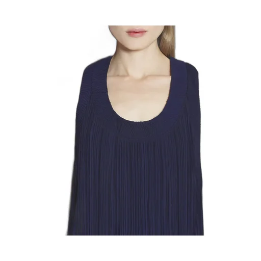 Asymmetric Hem Pleated Midi Dress
