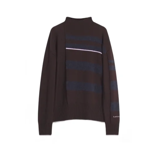 Striped Mock-Neck Knitted Jumper