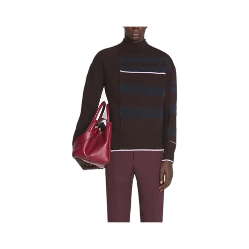 Striped Mock-Neck Knitted Jumper