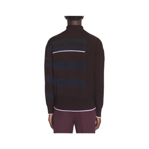Striped Mock-Neck Knitted Jumper