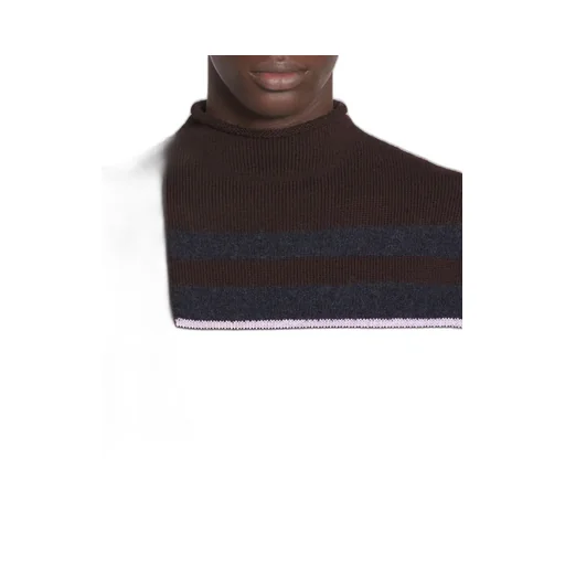 Striped Mock-Neck Knitted Jumper