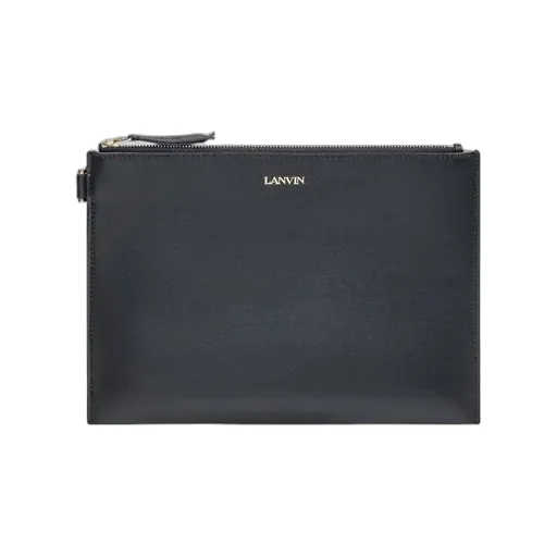 Logo Printed Zipped Clutch Bag