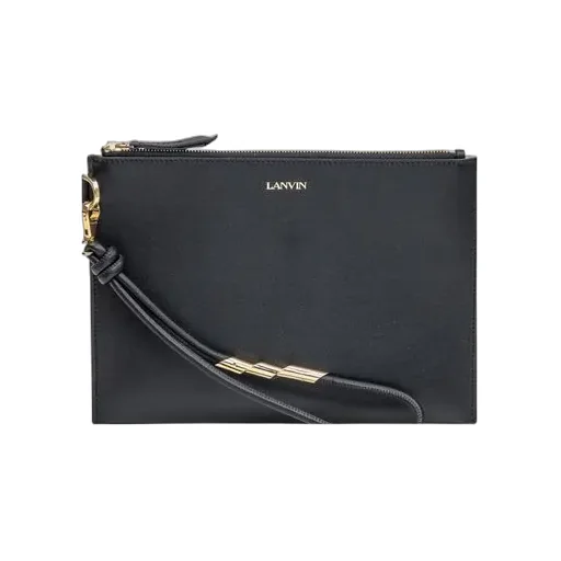 Logo Printed Zipped Clutch Bag