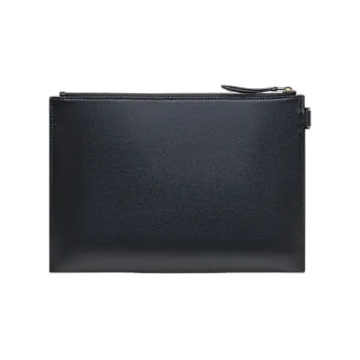 Logo Printed Zipped Clutch Bag