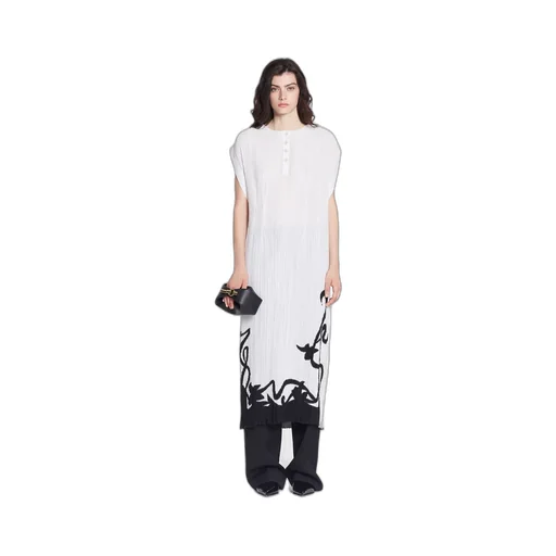 Plissé-Effect Straight Hem Midi Dress