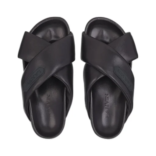 Logo-Appliqué Crossover Leather Slides
